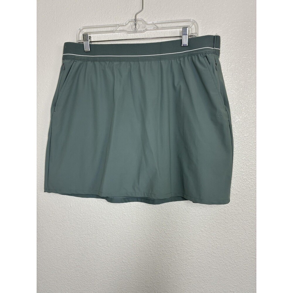 Soybu Skort Womens XL Green Athletic Lined Elastic Waist Pockets Stretch Short